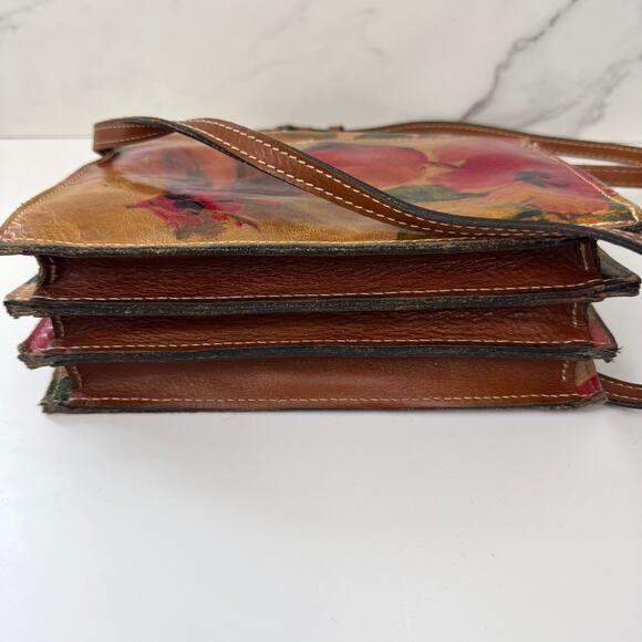 Patricia Nash Womens Van Sannio Trifold Cluth Crossbody Bag Leather Floral Red - Picture 4 of 13